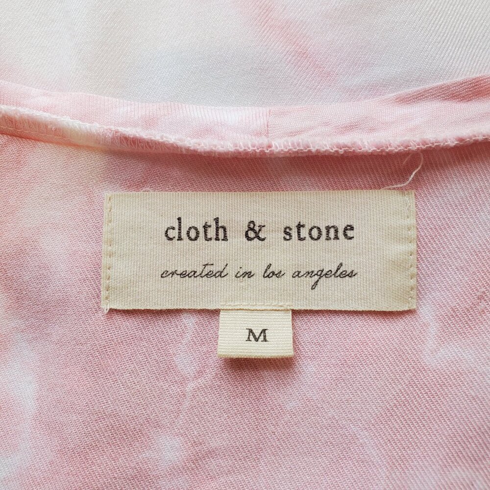 Anthropologie Cloth & Stone SZ M Pink Tie Dye Rayon Short Sleeve Shirt Dress - Picture 5 of 7